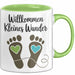 Baby Geburt Neue Eltern Tasse Geschenk Lustige Geschenkidee Spruch Willkommen Kleines Wunder Grün Trendation