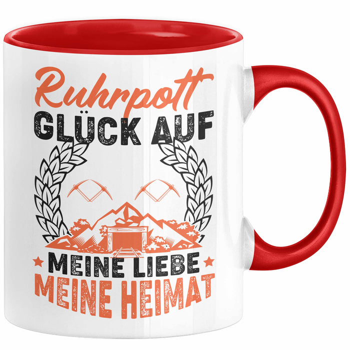 Ruhrpott Tasse Geschenk Glück Auf Meine Liebe Meine Heimat Essen Duisburg Bochum Dortmund Oberhausen Hagen Städte Tassen Rot Trendation
