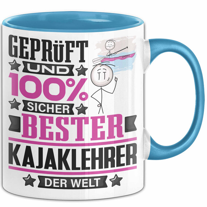 Kajaklehrer Geschenk Lustiger Spruch für Kajaklehrer Geschenkidee Bester Kajaklehrer Der Welt Blau Trendation