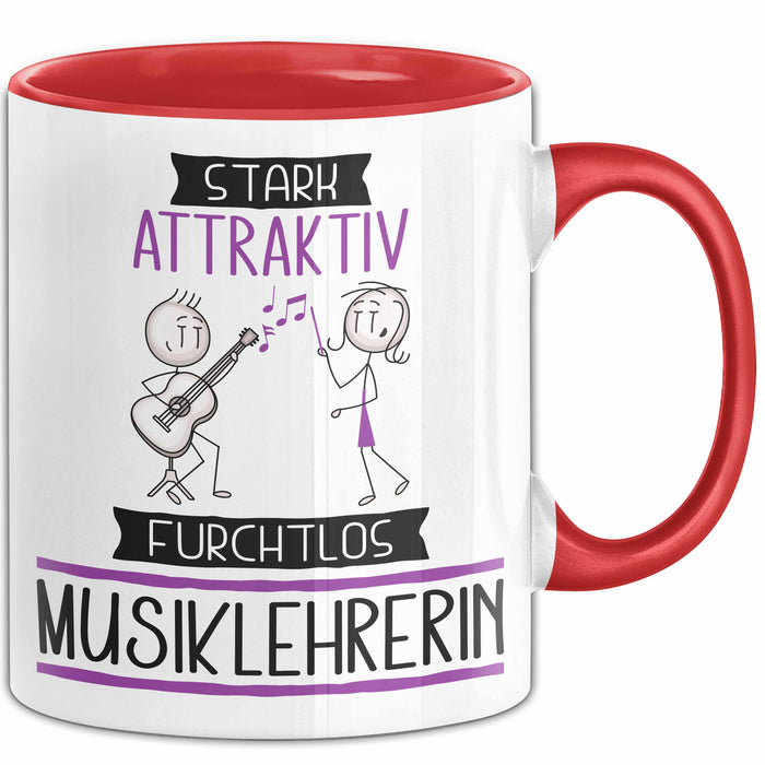 Musiklehrerin Tasse Geschenk Becher Stark Attraktiv Furchtlos Musiklehrerin Lustige Geschenkidee Rot Trendation