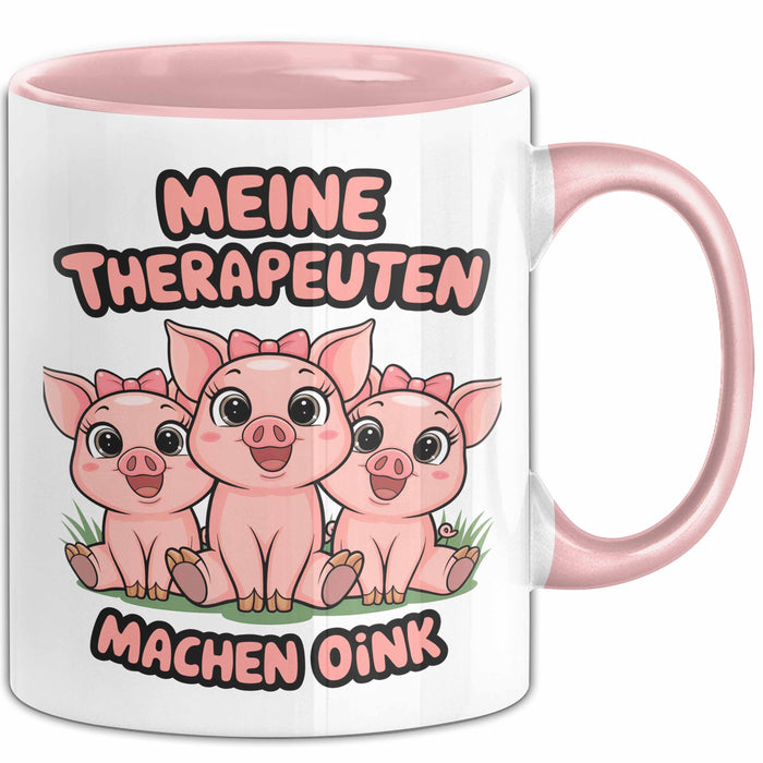 Schweinebauer Schweine Tier Tasse Geschenk Lustige Geschenkidee Spruch Meine Therapeuten Machen Oink Rosa Trendation