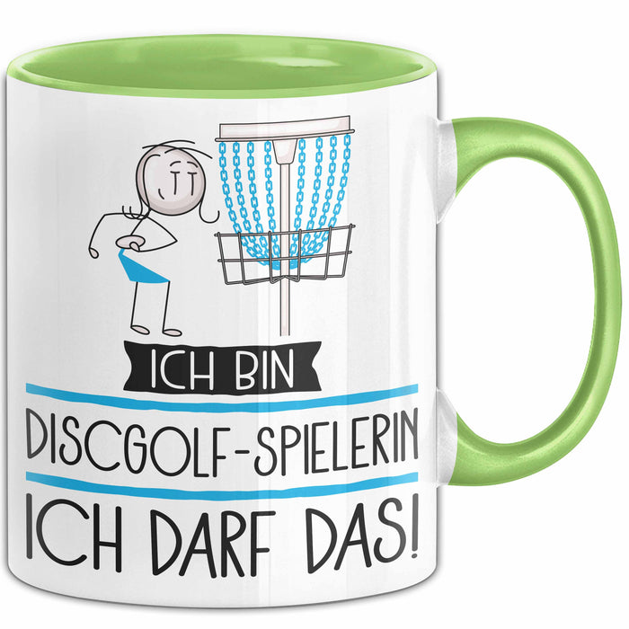 Geschenk für Discgolf-Spielerin Tasse Lustige Geschenkidee Geburtstag Ich Bin Discgolf-Spielerin Ich Darf Das Grün Trendation