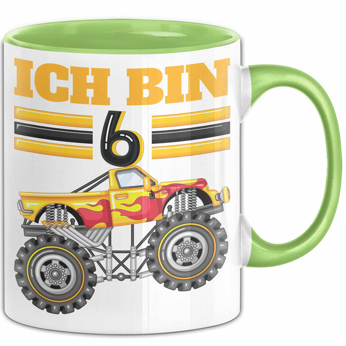 6. Geburtstag Geschenk Tasse Becher Jungs Trucks Geburtstagsgeschenk Ich Bin 6 Grün Trendation