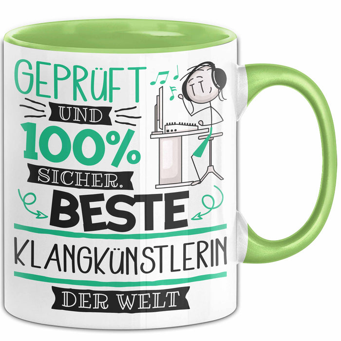 Beste Klangkünstlerin Der Welt Tasse Geschenk für Eine Klangkünstlerin Geprüft Und Sicher Geschenkidee Geburtstag Weihnachten Grün Trendation