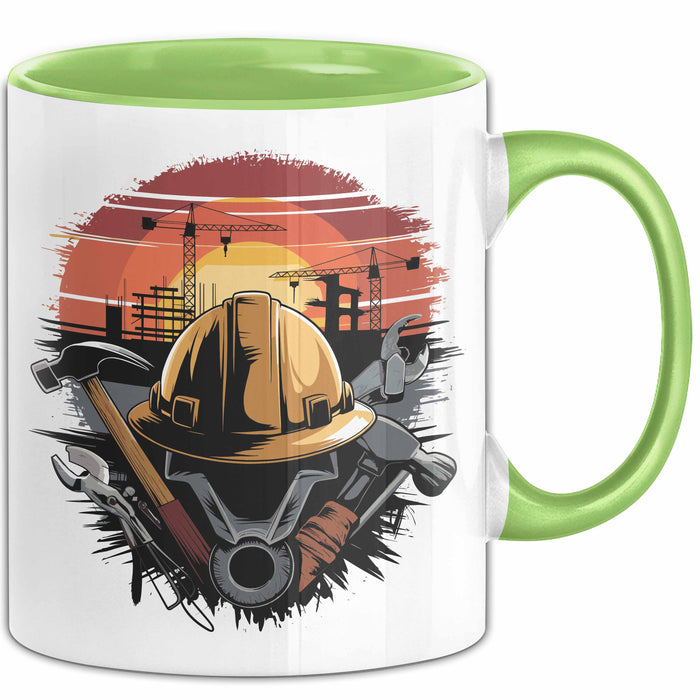 Bauarbeiter Tasse Geschenkidee für Bauarbeiter Grün Trendation
