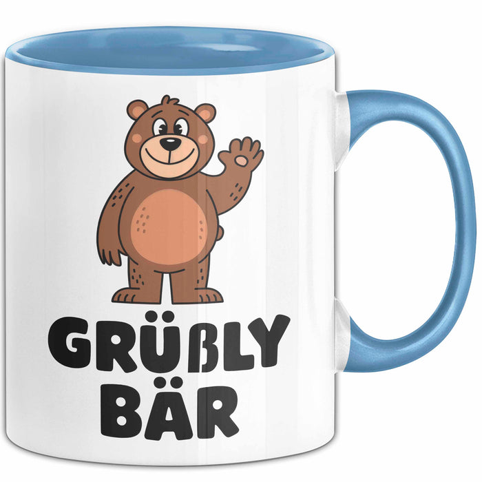 Bär Tierliebhaber Tasse Geschenk Lustige Geschenkidee Spruch Grüßly Bär Blau Trendation