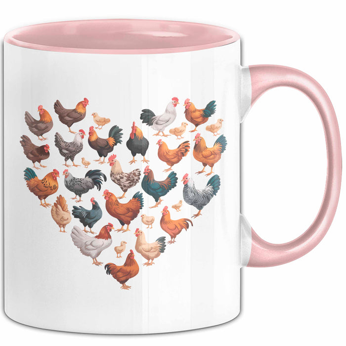 Huhn Tier Bauer Tasse Becher Geschenk Lustige Geschenkidee Spruch Hühnerherz Rosa Trendation