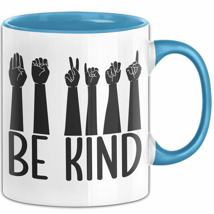 Be Kind Tasse Geschenk Sozialarbeiter Soziale Arbeit Tassen Geschenkidee Blau Trendation