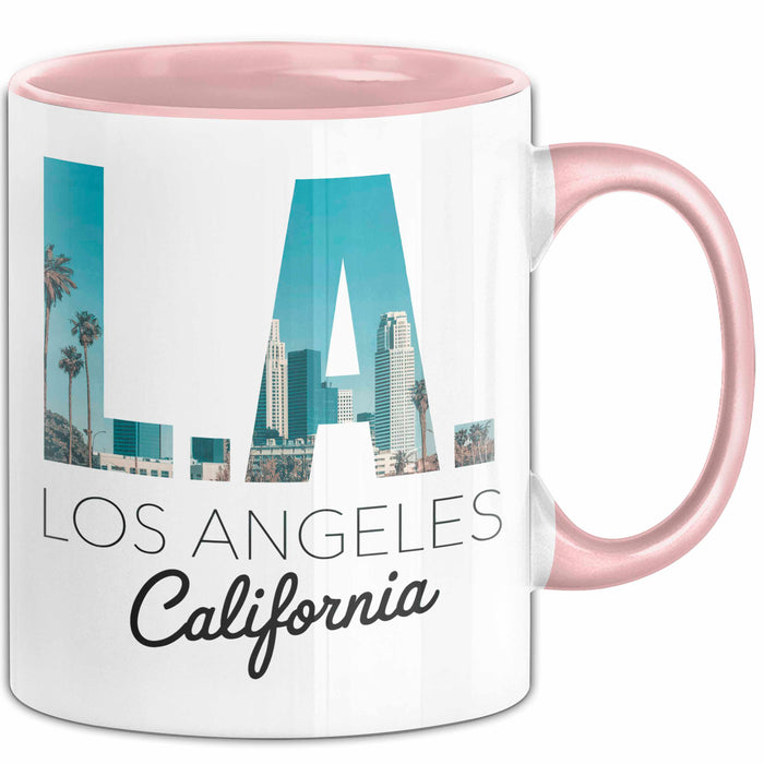 Los Angeles LA Kalifornien USA Tasse Becher Geschenk Lustige Geschenkidee Spruch Rosa Trendation