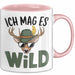 Hirschjäger Jagd Tasse Geschenk Ich mag’s wild Spruch Rosa Trendation