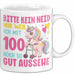 100. Geburtstag Tasse Frauen Geschenk Bitte Nur Kein Neid Nur Weil Ich mit 100 Noch So Gut Aussehe Mama Oma Weiß Trendation