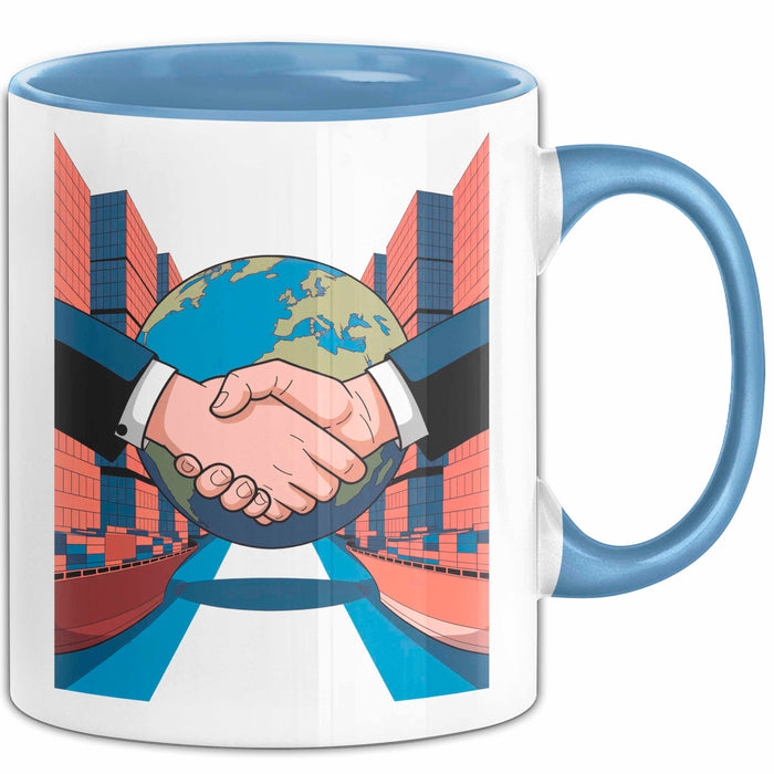 Import Export Händler Tasse Geschenk Lustige Geschenkidee Spruch Für Globale Händler Blau Trendation