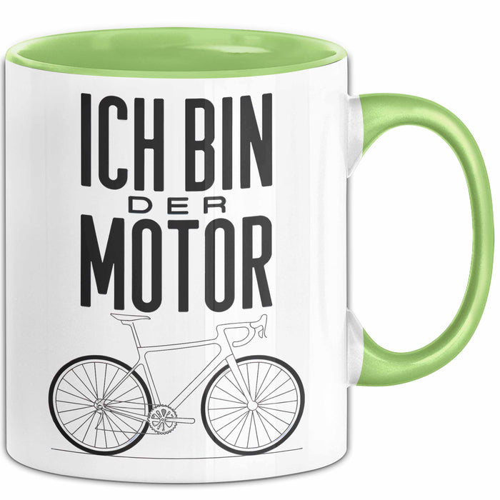 Radfahrer Fahrrad Tasse Geschenk Lustige Geschenkidee Spruch Ich Bin der Motor Grün Trendation