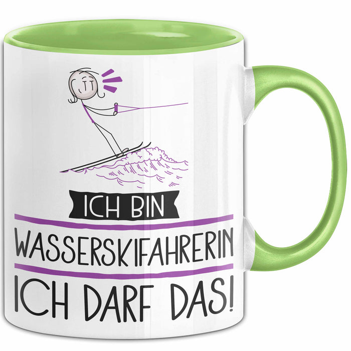 Geschenk für Wasserskifahrerin Tasse Lustige Geschenkidee Geburtstag Ich Bin Wasserskifahrerin Ich Darf Das Grün Trendation