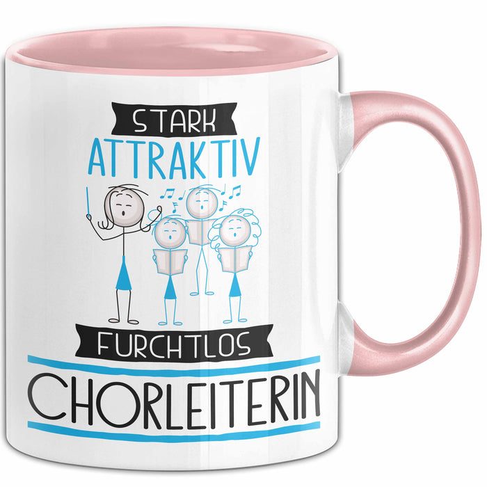 Chorleiterin Tasse Geschenk Becher Stark Attraktiv Furchtlos Chorleiterin Lustige Geschenkidee Rosa Trendation