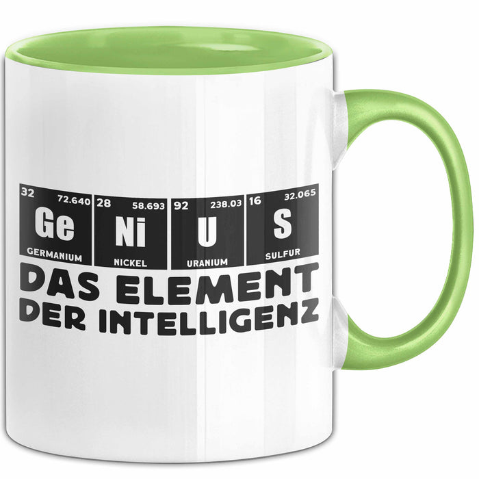 Chemiker Tasse Geschenk Für Chemie-Studenten Genius Das Element Der Inztelligenz Kaffee-Becher Grün Trendation