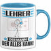Lehrer Tasse Geschenk für Lehrer Der Mann Der Alles Kann Geschenkidee zum Geburtstag Blau Trendation