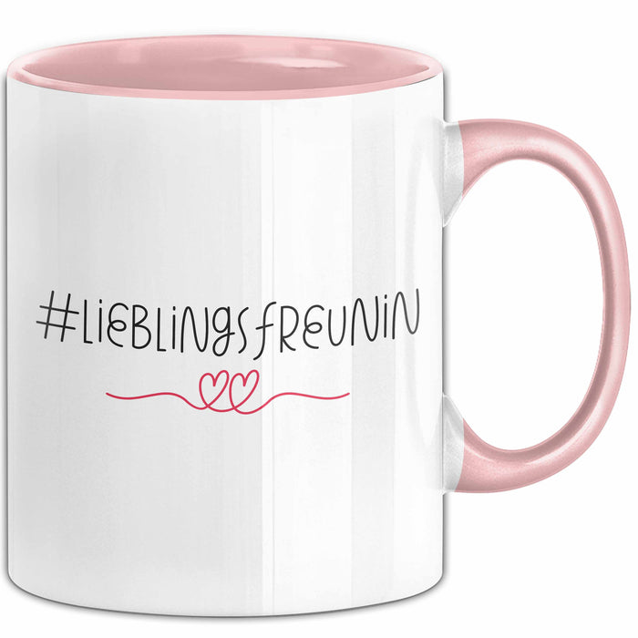 Tasse ValentinstagsGrafik mit Herzen und Lieblingsfreundin Geschenk für sie Rosa Trendation