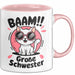 Big Sister Ältere Geschwister Schwestern Katze Tasse Becher Geschenk Lustige Geschenkidee Spruch Big Sister Rosa Trendation