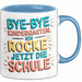 Grundschüler Tasse Geschenk Lustige Geschenkidee Spruch Bye Bye Kindergarten Blau Trendation