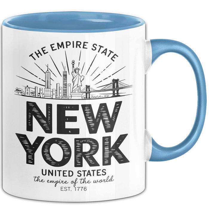 New York City USA Tasse Geschenk Lustige Geschenkidee Spruch Blau Trendation