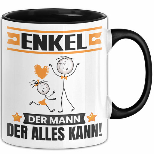 Enkel Tasse Geschenk für Enkel Der Mann Der Alles Kann Geschenkidee zum Geburtstag Schwarz Trendation