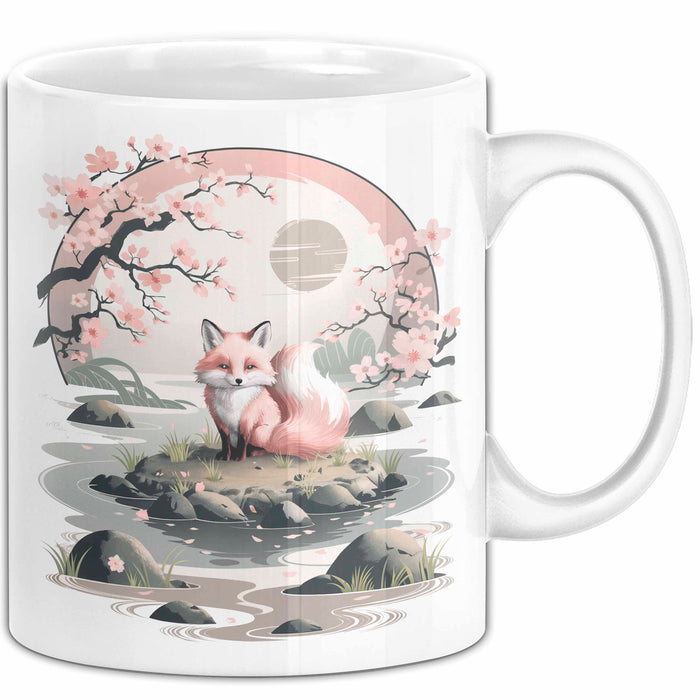 Fuchs Tierliebhaber Tasse Geschenk Lustige Geschenkidee Spruch Japanischer Kitsune Fuchs Weiß Trendation