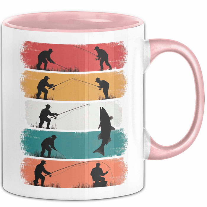 Angelliebhaber Fischer Retro Tasse Geschenk Lustige Geschenkidee Spruch Rosa Trendation