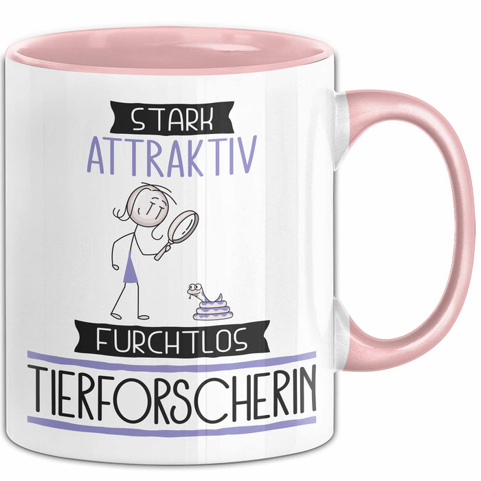Tierforscherin Tasse Geschenk Becher Stark Attraktiv Furchtlos Tierforscherin Lustige Geschenkidee Rosa Trendation
