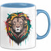 Löwe Tier Kopfhörer Sonnenbrille Tasse Geschenk Lustige Geschenkidee Spruch Blau Trendation