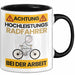 Radfahrer Tasse Geschenk Lustiger Spruch Geschenkidee für Radfahrer Achtung Hochleistungs Radfahrer Bei Der Arbeit Trendation
