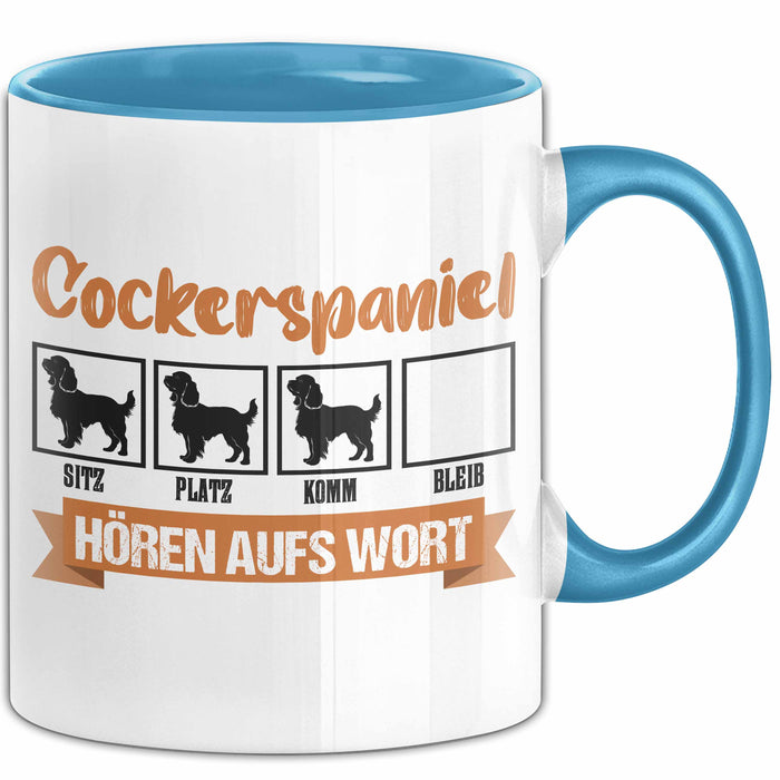 Cockerspaniel Hören Aufs Wort Tasse Geschenk Cockerspaniel Besitzer Mama Becher Blau Trendation