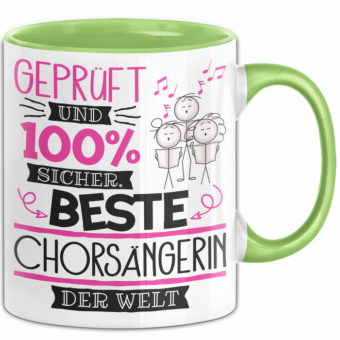Beste Chorsängerin Der Welt Tasse Geschenk für Eine Chorsängerin Geprüft Und Sicher Geschenkidee Geburtstag Weihnachten Grün Trendation