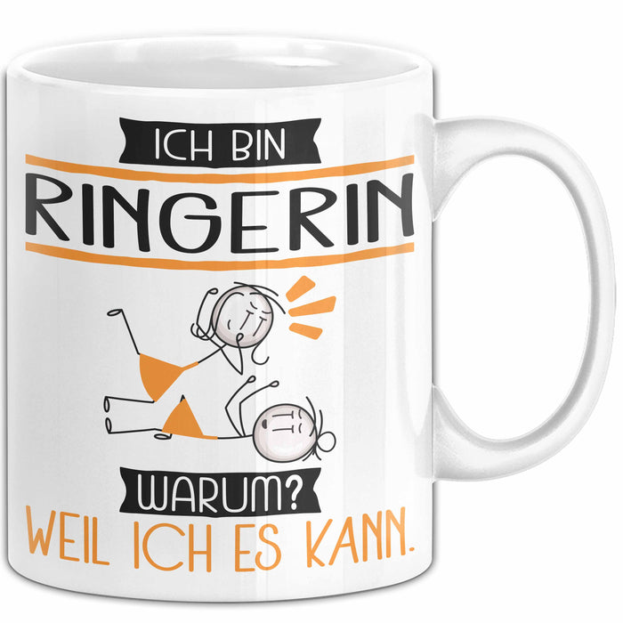 Ringerin Tasse Geschenk Ich Bin Ringerin Warum Weil Ich Es Kann Geschenkidee Geburtstag Weiß Trendation