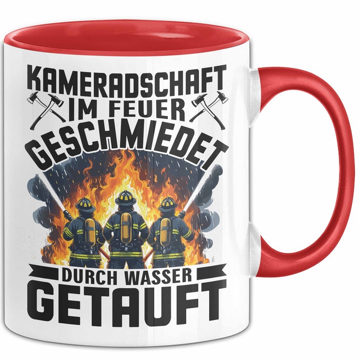 Feuerwehrmann Tasse Geschenk Kameradschaft Im Feuer Geschmiedet Durch Wasse Getauft Geschenkidee Feuerhwehr Rot Trendation