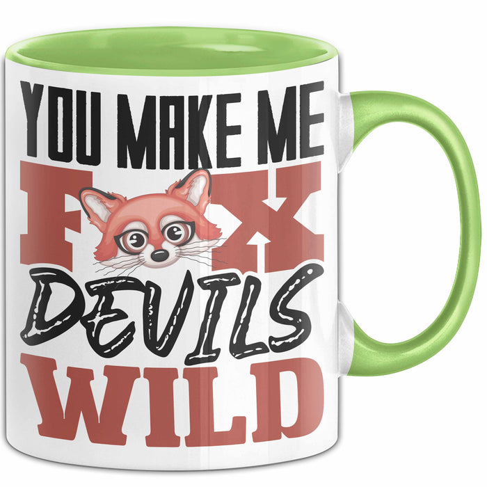 Fuchs Tasse Geschenk Fox Devils Wild Spruch Lustige Geschenkidee Grün Trendation