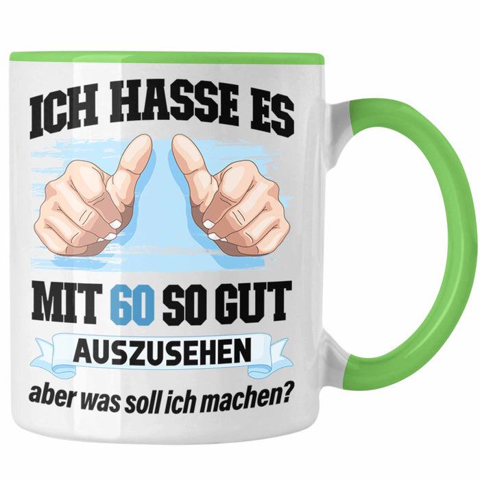 Trendation - 60. Geburtstag Tasse Frau Männer Geschenk 60er Geschenkidee 60 Mutter Vater Mann Frauen Lustig Geschenke Deko Grün Trendation