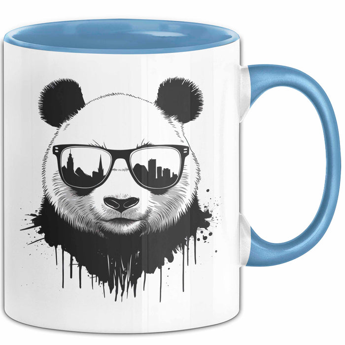 Panda Mit Sonnenbrille Tasse Geschenk Lustige Geschenkidee Spruch Blau Trendation