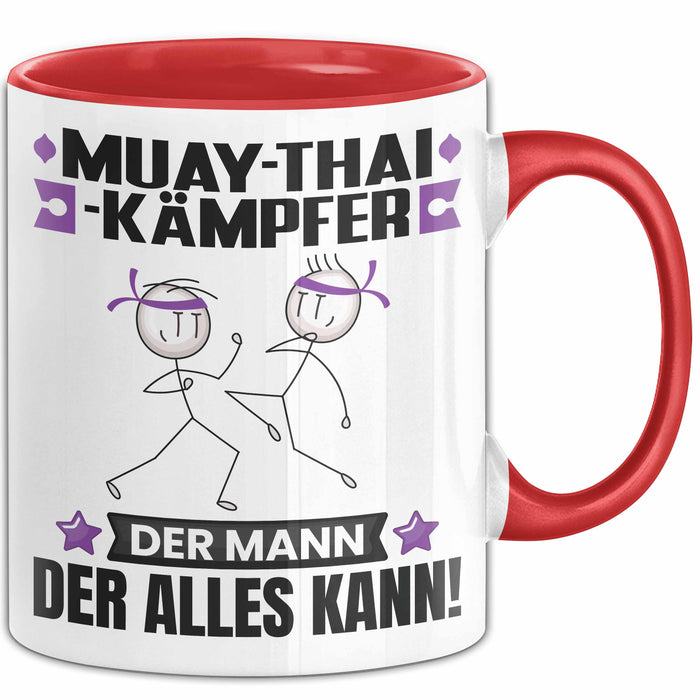 Muay-Thai-Kämpfer Tasse Geschenk für Muay-Thai-Kämpfer Der Mann Der Alles Kann Geschenkidee zum Geburtstag Rot Trendation
