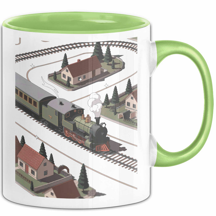 Modelleisenbahn Sammler Tasse Geschenk Lustige Geschenkidee Spruch Für Miniatur Bahn Fans Grün Trendation