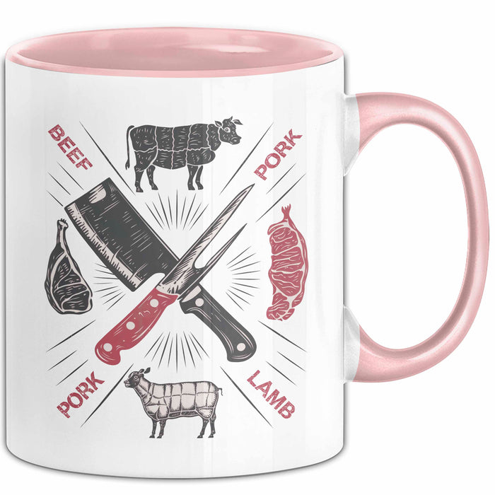 Metzger Tasse Geschenkidee Fleischschneider Lustiger Spruch Geschenkidee Lustig Rosa Trendation