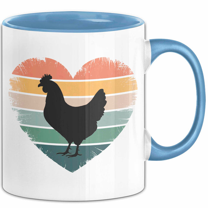 Huhn Tier Bauer Tasse Becher Geschenk Lustige Geschenkidee Spruch Hühnerherz Blau Trendation