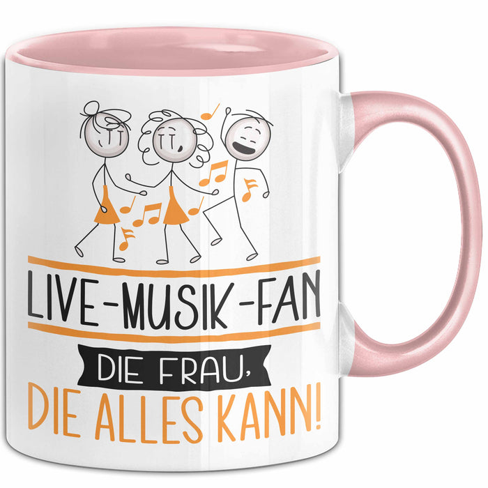 Live-Musik-Fan Geschenk Tasse Becher Die Frau Die Allen Kann Geschenkidee für eine Live-Musik-Fan Lustig Rosa Trendation