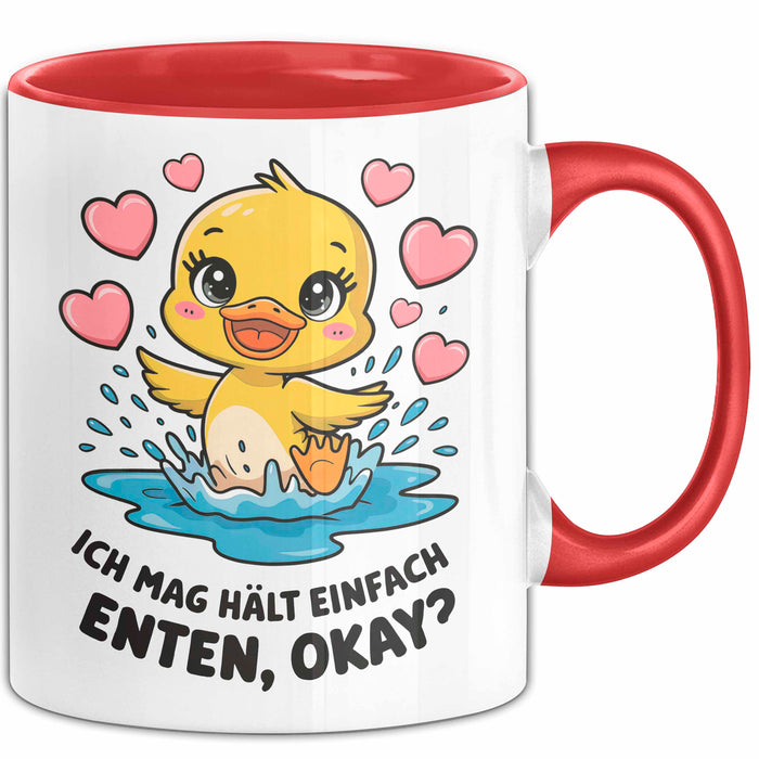 Quietscheente Tier Tasse Geschenk Lustige Geschenkidee Spruch Ich Mag Halt Einfach Enten, Ok Rot Trendation