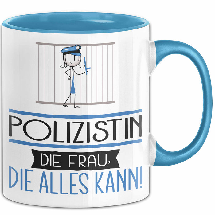 Polizistin Geschenk Tasse Becher Die Frau Die Allen Kann Geschenkidee für eine Polizistin Lustig Blau Trendation