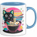 Katzen Tierliebhaber Tasse Geschenk Lustige Geschenkidee Spruch Katze Isst Ramen Nudeln Blau Trendation