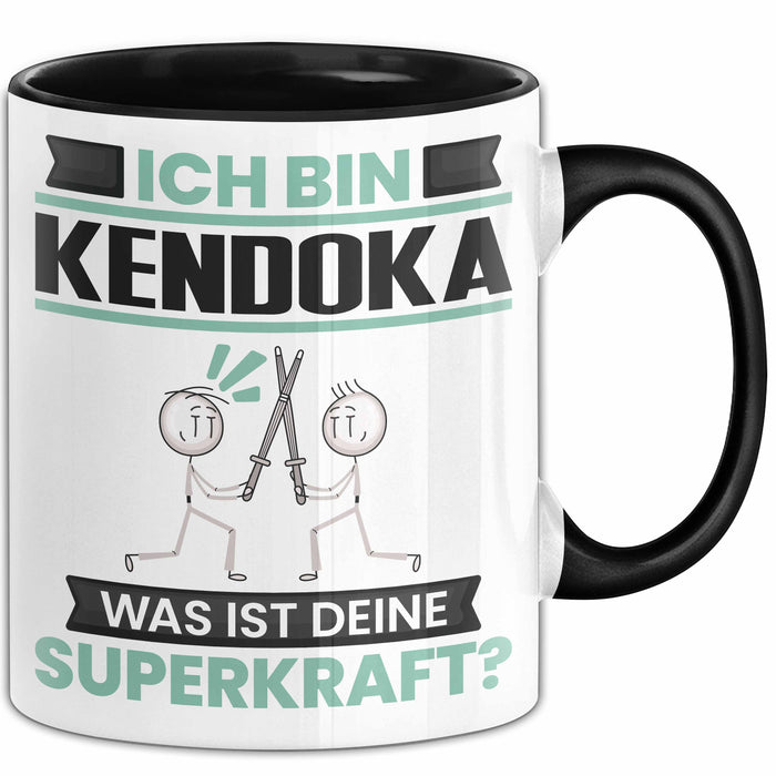 Kendoka Tasse Geschenk für Kendoka Geburtstag Lustiger Spruch Kaffee-Becher Was Ist Deine Superkraft Schwarz Trendation