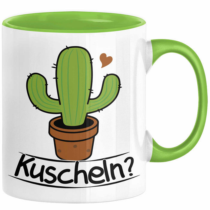 Kaktus Tasse Geschenk Kuscheln Sarkasmus Humor Geschenkidee Kaffee-Becher Kaktus-Liebhaber Grün Trendation