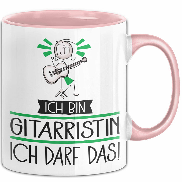 Geschenk für Gitarristin Tasse Lustige Geschenkidee Geburtstag Ich Bin Gitarristin Ich Darf Das Rosa Trendation