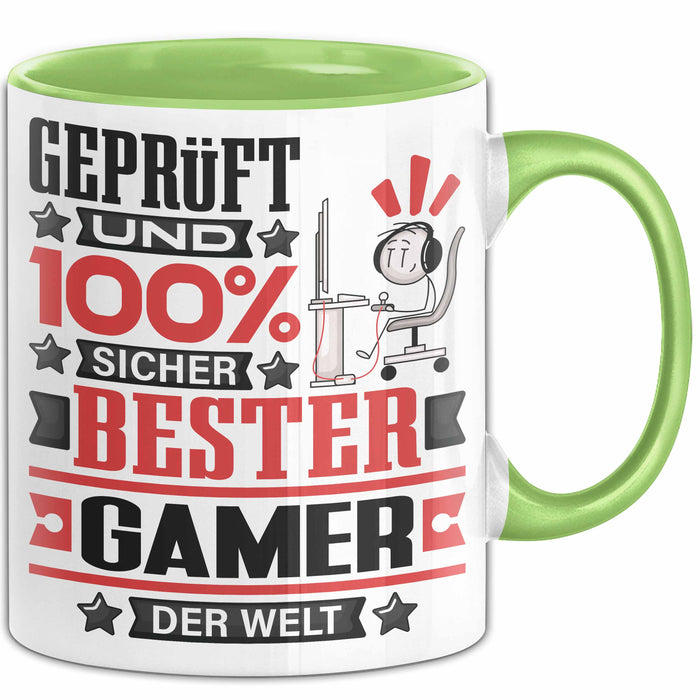 Gamer Geschenk Lustiger Spruch für Gamer Geschenkidee Bester Gamer Der Welt Grün Trendation